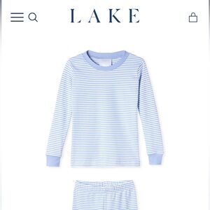 LAKE Light Blue Striped Kids Pajama Set